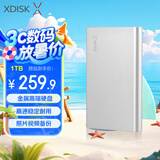 小盘(XDISK)1TB USB3.0金属移动硬盘X系列2.5英寸皓月银 超薄高速便携时尚款文件数据备份存储稳定耐用