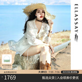 歌力思（ELLASSAY）【张婧仪同款】初恋小白裙新款100%桑蚕丝法式镂空真丝连衣裙 纯净白 XS
