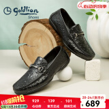 金利来（goldlion）豆豆鞋男鞋春夏季商务休闲鞋套脚男士皮鞋时尚鸵鸟纹乐福鞋皮鞋男 黑色（偏大一码） 41