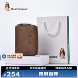 暇步士（Hush Puppies）卡包真皮零钱包男士证件夹风琴式拉链卡片包名片夹礼物送男友 卡其色HC-1811046W-2415
