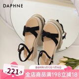 达芙妮（DAPHNE）凉鞋女一字带厚底沙滩女鞋2025夏季新款平底舒适休闲单鞋罗马鞋女 黑色 跟高4cm 36