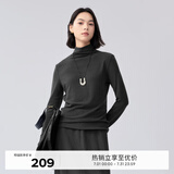 伊芙丽【0压感】伊芙丽百搭亲肤高级感白色T恤打底衫女2024秋装基础内搭 深灰 155/80A/S