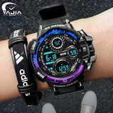 雅伽（YAJIA）男士潮流风爆款手表学生党大表盘多功能户外运动防水LED电子腕表