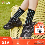 FILA斐乐女鞋跑步鞋情侣同款FLUID猫爪老爹鞋缓震增高厚底休闲运动鞋 黑-BK 36.5