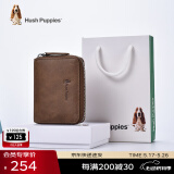 暇步士（Hush Puppies）卡包真皮零钱包男士证件夹风琴式拉链卡片包名片夹情人节礼物 卡其色HC-1811046W-2415