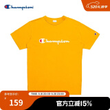 Champion夏季经典款印花草写LOGO圆领休闲运动T恤无性别冠军短袖男女情侣 黄色(偏薄） M