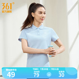 361度运动翻领t恤2025年春夏季新款休闲透气短袖情侣POLO衫 【女款】凝雾蓝 XL
