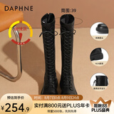 达芙妮（DAPHNE）官方靴子女长筒靴女骑士靴2024年厚底显瘦马丁靴女秋冬款高筒女靴 黑色加绒【薄绒款】 37