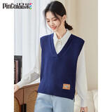 品彩（PinCai）针织马甲女v领针织衫背心外搭无袖坎肩毛衣宽松上衣 P137Z5837