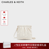 CHARLES&KEITH迷你菱格流浪包单肩斜挎双肩包包女包生日520礼物CK2-60782390 Cream奶白色 S