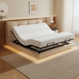 品梵生活功能床奶油风悬浮床现代极简智能电动真皮床网红多功能主卧仙女床 真皮床+功能床架+AI零压绵床垫 200*220cm（定制）