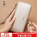 金狐狸（FOXER）牛皮女士钱包大容量长款卡包钱票夹手拿包零钱包轻奢女友生日礼物