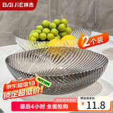 拜杰水果盘零食盘客厅家用干果盘托盘糖果坚果盘透明灰透明混色两件套