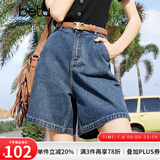 百图betu女装夏季新款牛仔裤高腰百搭显瘦A版牛仔短裤女2403T82 牛仔色 L