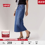 Levi's李维斯夏季女士直筒开衩显高显瘦优雅美式休闲蓝色牛仔半裙 蓝色 M (26)