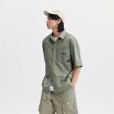 森马短袖衬衫男夏字母刺绣上衣宽松工装风109324104110