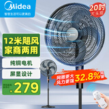 美的（Midea） 电风扇落地扇家用轻音工业风扇强力摇头立式大风力纯铜牛角扇 FS45-23DR（75W大功率遥控款）