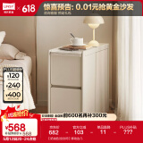 林氏家居岩板茶几客厅可移动小户型边几茶水柜沙发边柜可可系列可选OU2J 【奶油色|全封闭】移动边几
