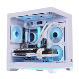 玩嘉孤勇者MINI白色（彩虹版）海景房电脑机箱(ARGB灯条/上下防尘网/M-ATX主板/ITX主板/240水冷）