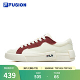 FILA FUSION斐乐女鞋帆布鞋女 低帮板鞋POP轻质帆布鞋休闲运动鞋女 奶白/烧砖红-GF 35.5
