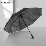 C'mon全自动雨伞三折时尚复古格子双层防雨自动伞 双层格子