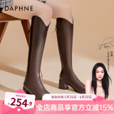 达芙妮（DAPHNE）靴子女长筒靴女2022秋冬新品经典骑士靴女加绒高筒靴女靴 棕色 39
