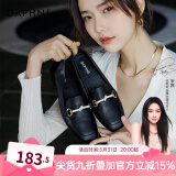 达芙妮官方单鞋女2025春夏新款乐福鞋女低跟时尚淑女穆勒鞋通勤百搭女鞋 黑色（星钻款） 38