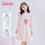 笛莎（DEESHA）【60S高支高密棉】女童抑菌轻薄睡裙夏季棉长袖居家连衣裙