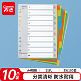 齐心(Comix) 10色装A4十色分页索引纸11孔PP隔页标签 办公用品EX8902