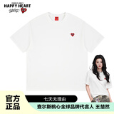 查尔斯桃心【王楚然同款】短袖T恤男女同款小爱心刺绣纯色打底衫 本白 M