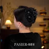 铂思亚【实用礼物】路易斯发夹女新款高端抓夹轻奢蝴蝶结盘发鲨鱼夹头饰 【玫瑰物语】黑色8cm礼盒装