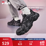 FILA 斐乐猫爪鞋4代女鞋老爹鞋情侣运动鞋复古时尚休闲鞋网面透气 【男款】黑-BK 42.5
