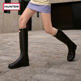 HUNTER【修饰腿型】户外露营女鞋Refined防水防滑高筒靴长筒靴网红女靴  哑光黑色/黑红色logo/BLK 38