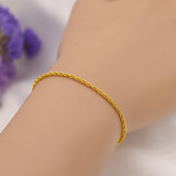 越南沙金手链女士999镀假黄金色纯金色真金手镯子女款首饰 小麻花手链