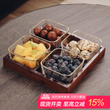 格娜斯 玻璃水果盘客厅复古轻奢创意零食分格干果盘北欧ins点心糖果盘