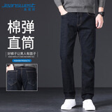 真维斯（JEANSWEST）牛仔裤男2025秋季轻商直筒修身牛仔长裤男黑色常规34