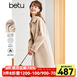 betu百图女装赫本风高端羊绒大衣双面呢中长款毛呢大衣女2210T14 浅杏色 M
