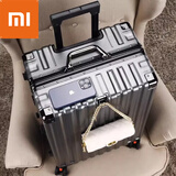 小米族行李箱女静音万向轮拉杆箱商务铝框24寸学生密码旅行箱男 灰色 24寸