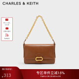 CHARLES&KEITH毛绒链条小方包单肩包手提包腋下包包女包生日礼物CK2-20271062 Chocolate巧克力色 M
