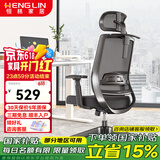 恒林 玄星人体工学椅家用电脑椅午休可躺椅舒适久办公转椅HLC-2788 经典款双层腰靠+升降扶手+无搁脚 90-120度(含)