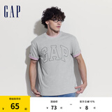 Gap【热卖爆款】男装夏撞色logo圆领短袖T恤纯棉上衣544465 灰色 185/104A(XXL) 亚洲尺码