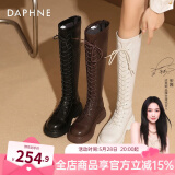 达芙妮（DAPHNE）官方靴子女长筒靴女骑士靴2024年厚底显瘦马丁靴女秋冬款高筒女靴 棕色【常规单里款】 38