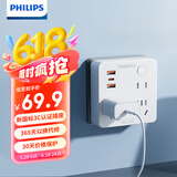 飞利浦（PHILIPS）20W PD苹果快充86型转换插头/插座/转换插座/电源转换器一转六转换插头6位总控开关+USB