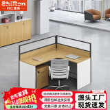 时仁（ShiRen）办公家具办公桌椅组合员工桌电脑桌现代简约屏风隔断办公室卡座 L型单人位【含柜】