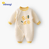 婴蓓依新生儿婴儿连体衣满月百天男宝女宝宝衣服春秋款夹棉外出服 茁壮成长(夹棉) 59cm