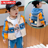 邻家米其【三件套】童装男童套装秋装1-6岁儿童秋季3宝宝男孩春秋小孩衣服 XT1297（外套+打底衫+裤）-蓝色 100 码/身高90-100cm(2-3岁)