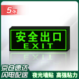 印苼荟 安全出口夜光贴消防标识警示墙贴应急疏散指示牌14*36CM 自发光贴纸5张装