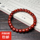 绿檀直切桶珠手串手工精品檀木民族风小手链男女款文玩单圈 血檀直切7x8mm【单圈】