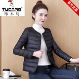 啄木鸟品牌女装轻薄羽绒棉服短款内胆加厚2025年冬季新款保暖棉衣外套 黑色 XL 100-110斤
