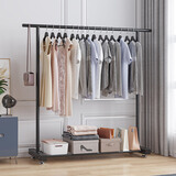 思恬 衣帽架落地衣架卧室衣帽架多功能挂衣架置物架简易阳台晾衣架 【特价款】25管 黑色120cm+脚垫